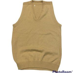 Vintage Camel Mustard Yellow V-Neck Sleeveless Sweater Vest Small
